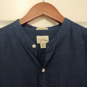 Irish Linen Band Collar Shirt